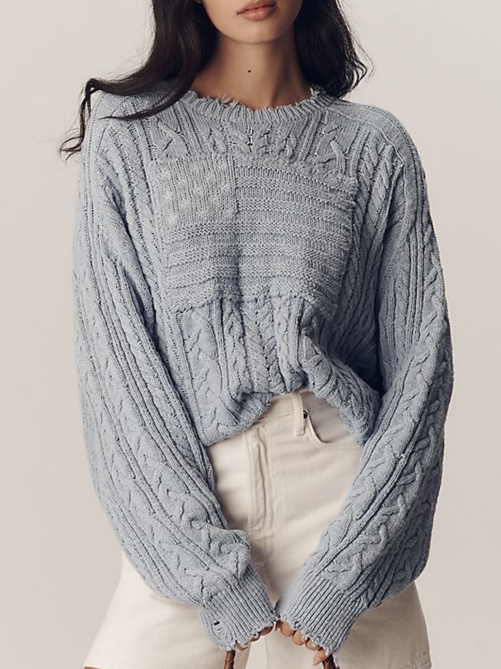 Nwot Denimist X Anthropologie Oversized Cropped American Flag Sweater In Blue